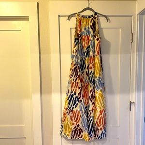 Ikat print, cotton, halter maxi dress